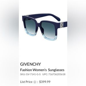 Givenchy Sunglasses 🕶 Brand New! Gorgeous Blue! 🦋 details, dimensions etc.